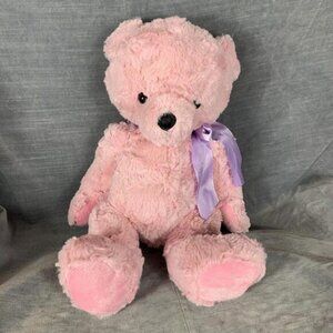 Animal Adventure Pink Teddy Bear Plush Stuffed Purple Ribbon Bow Satin 2016 Read